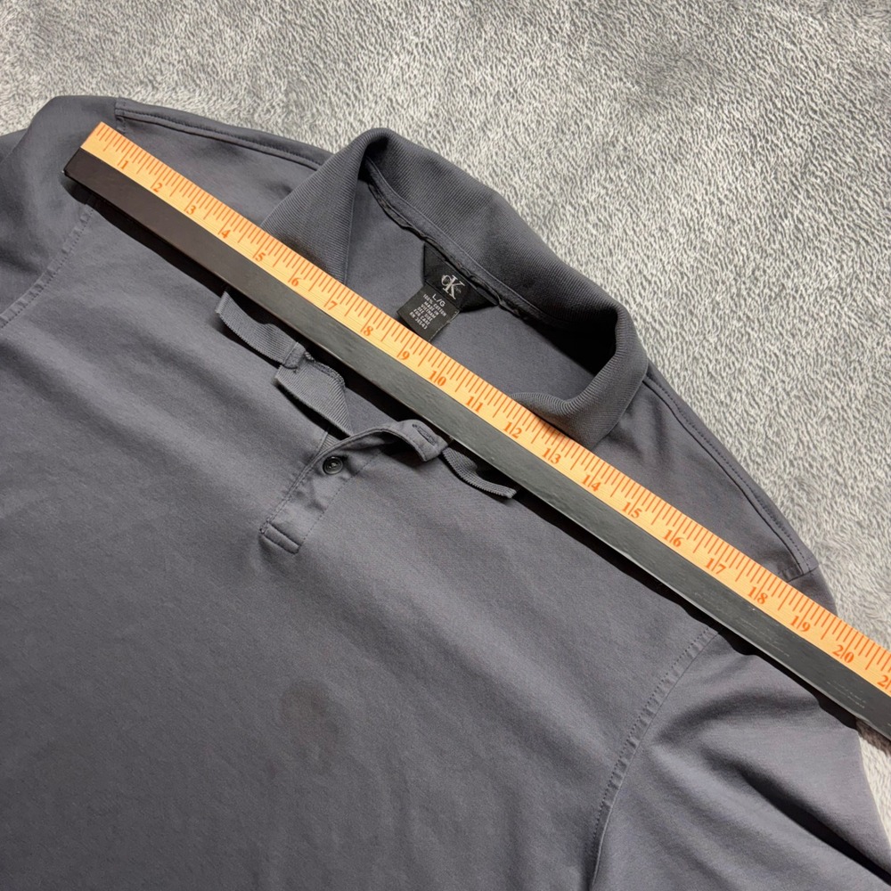 Calvin Klein Polo Shirt Mens Large Gray Good Cotton Short Sleeve Casual - Picture 7 of 10